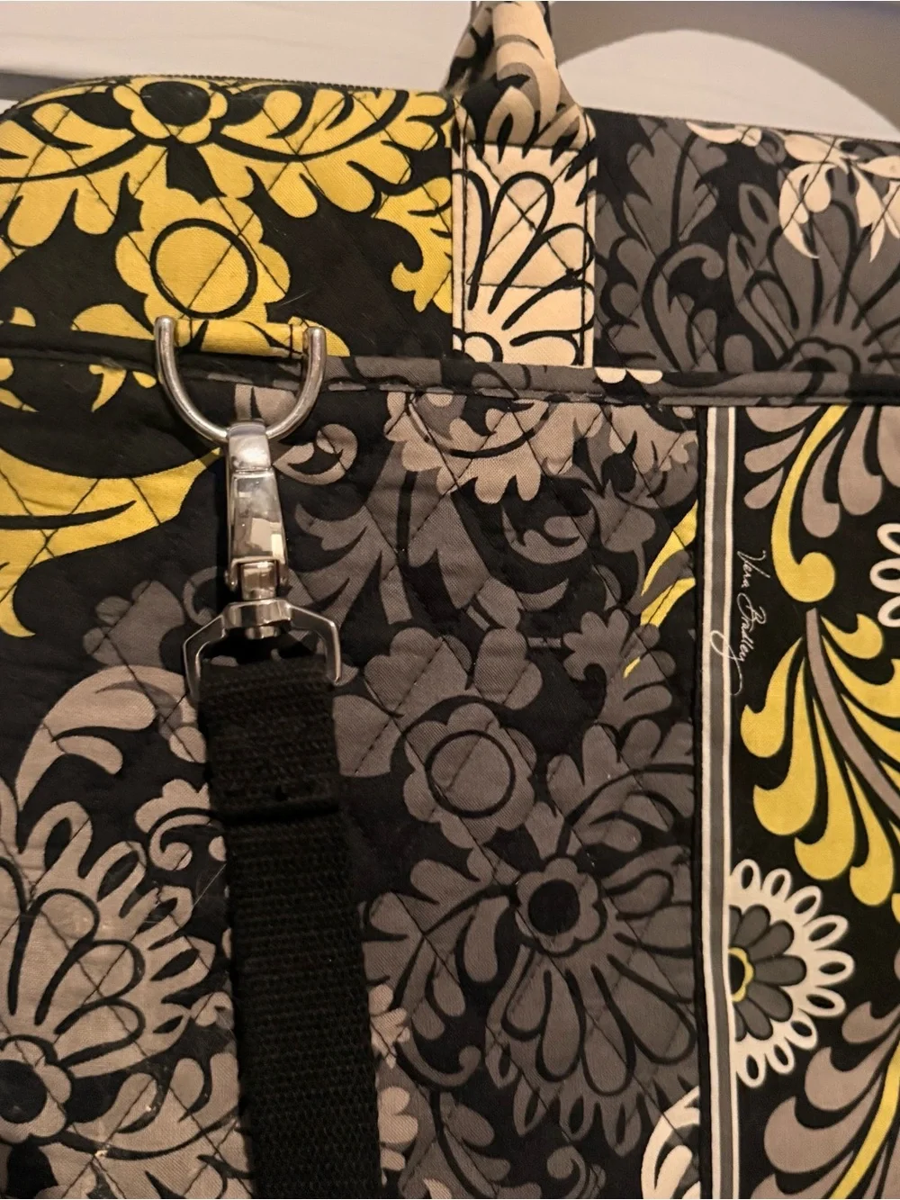 Vera Bradley Retired Baroque Pattern Yellow Black Floral Quilted Laptop Bag